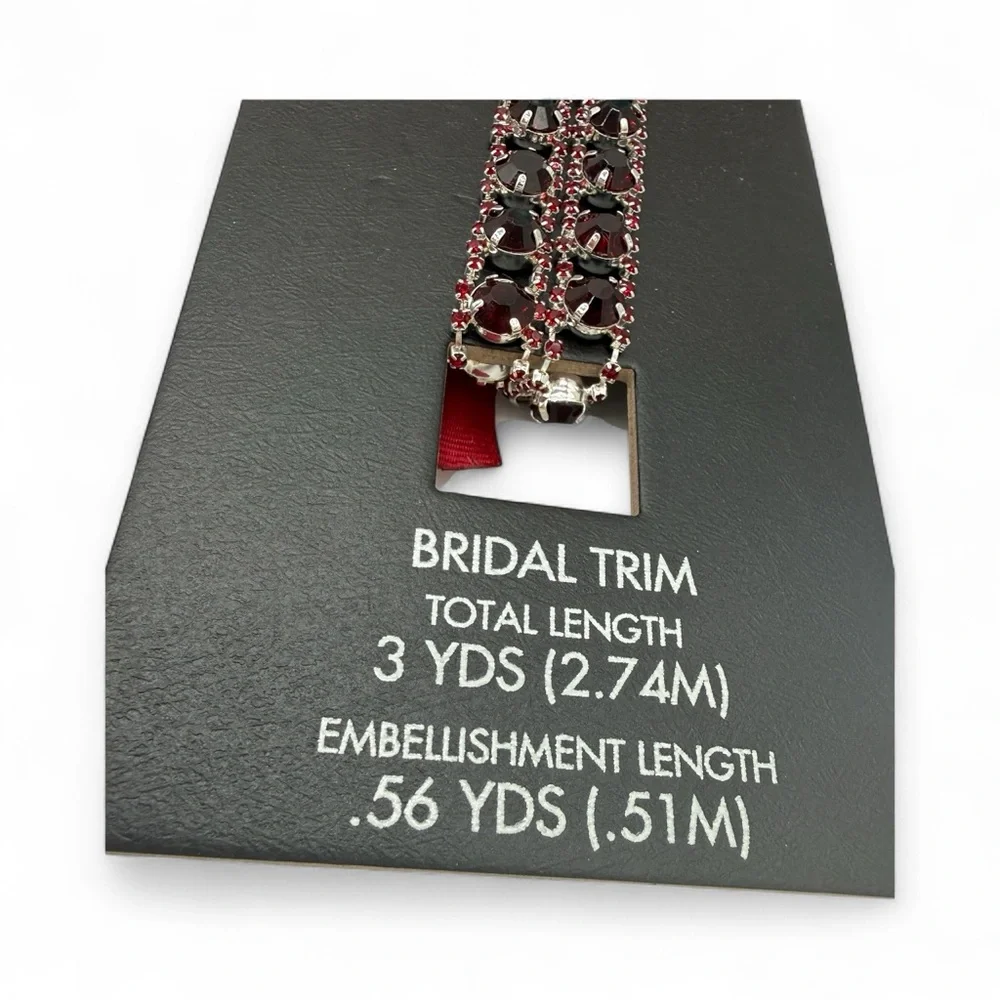 NEW- Badgley Mischka Red Rhinestone Bridal Trim - Picture 2 of 3